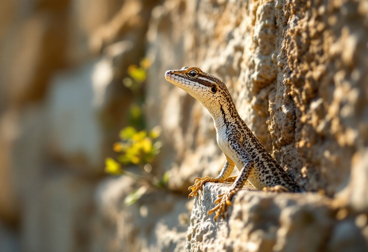 un lezard sur un muret